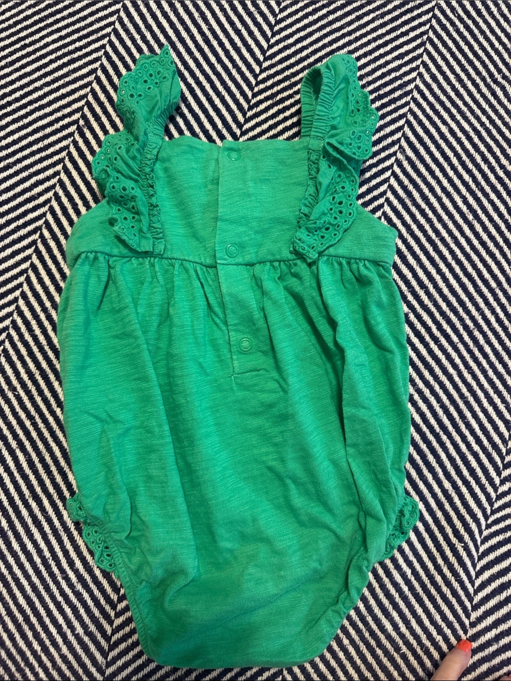 Carters Green Eyelet Ruffle Baby Romper - Picture 2 of 3